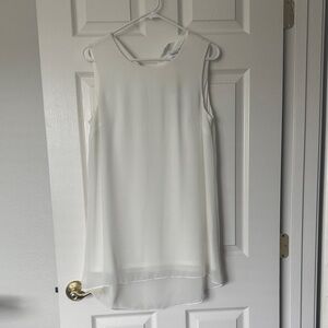 Calvin Klein White Sleeveless Chiffon Overlay Camisole